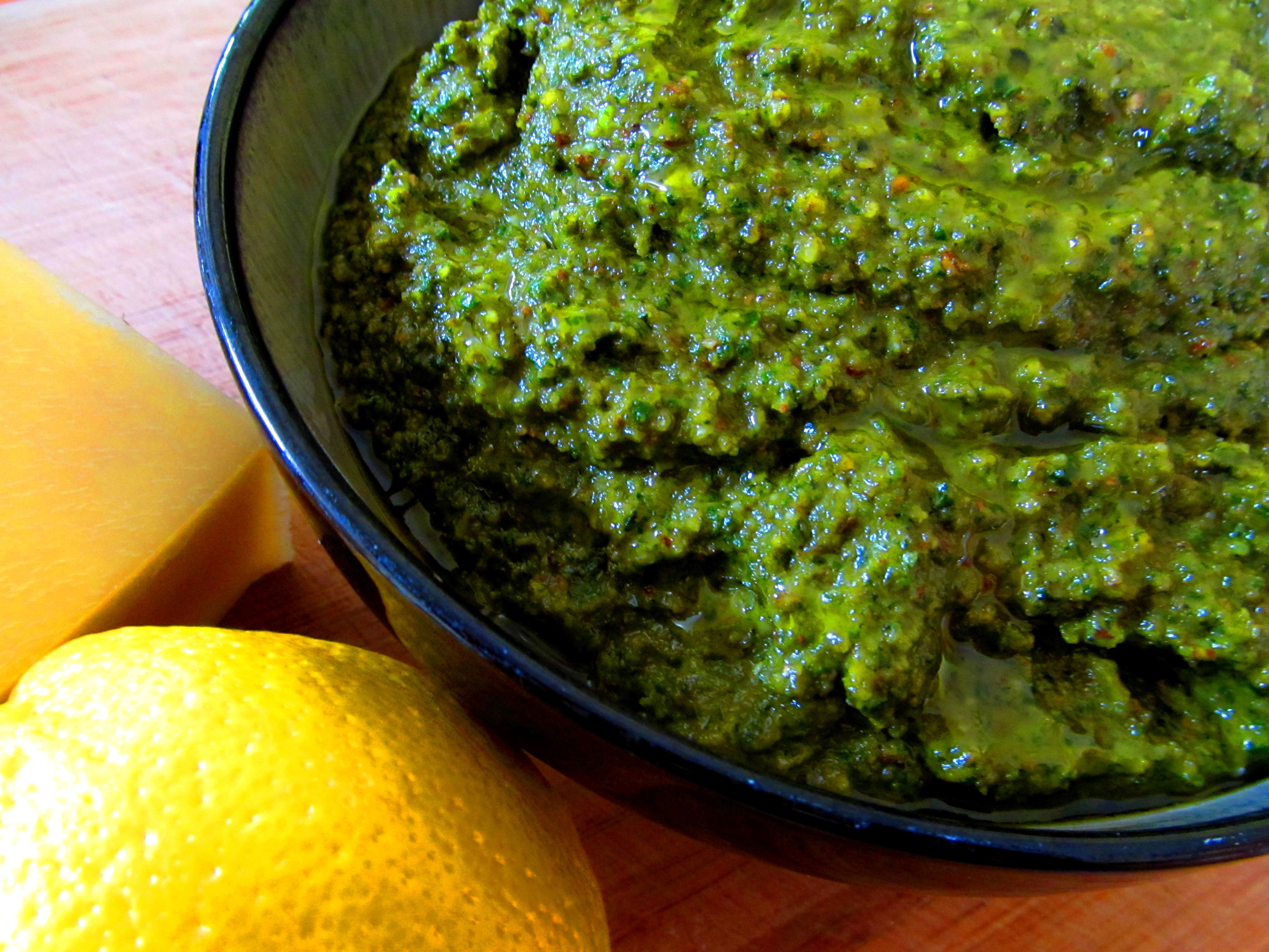 homemade almond basil pesto
