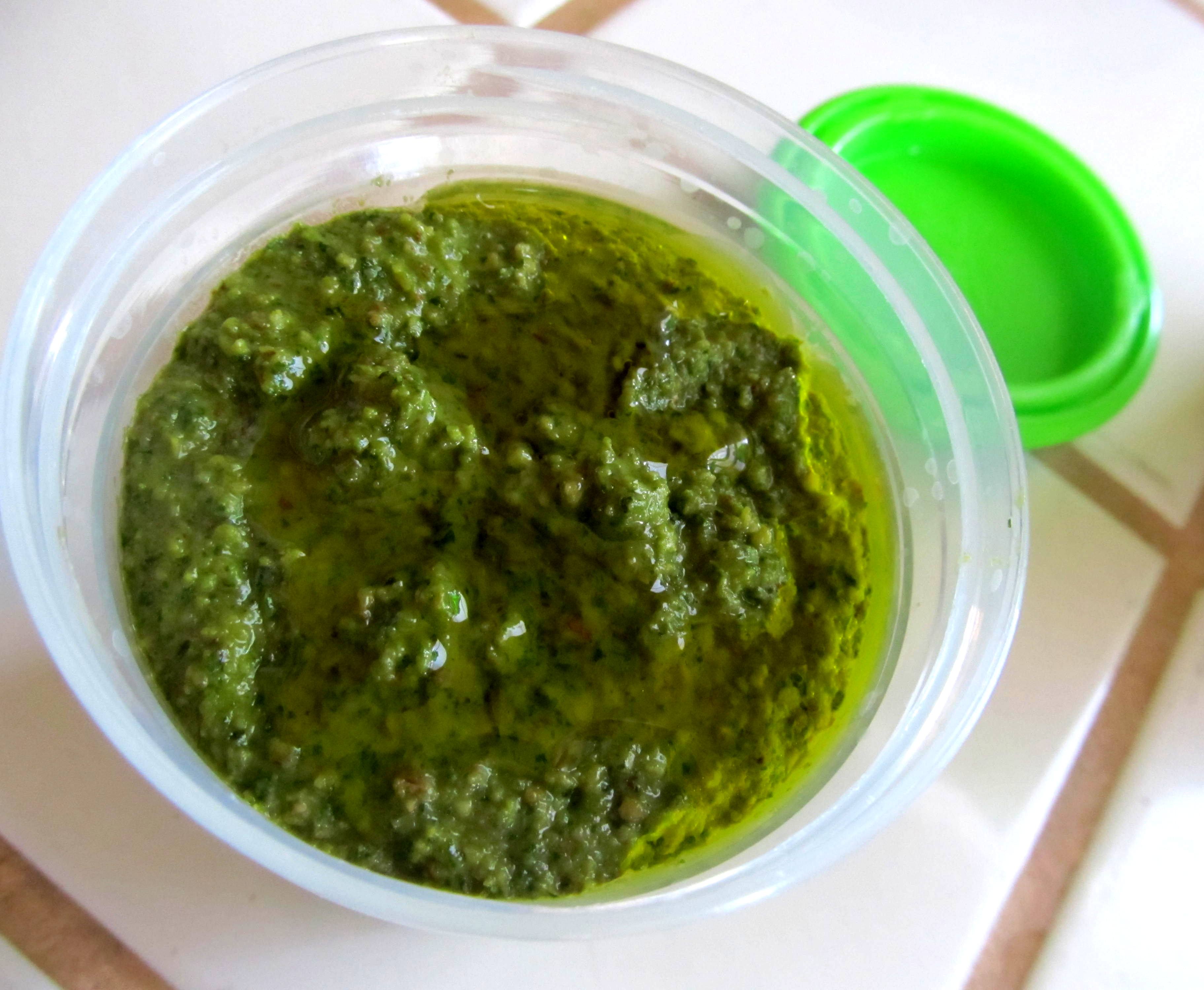 homemade almond basil pesto