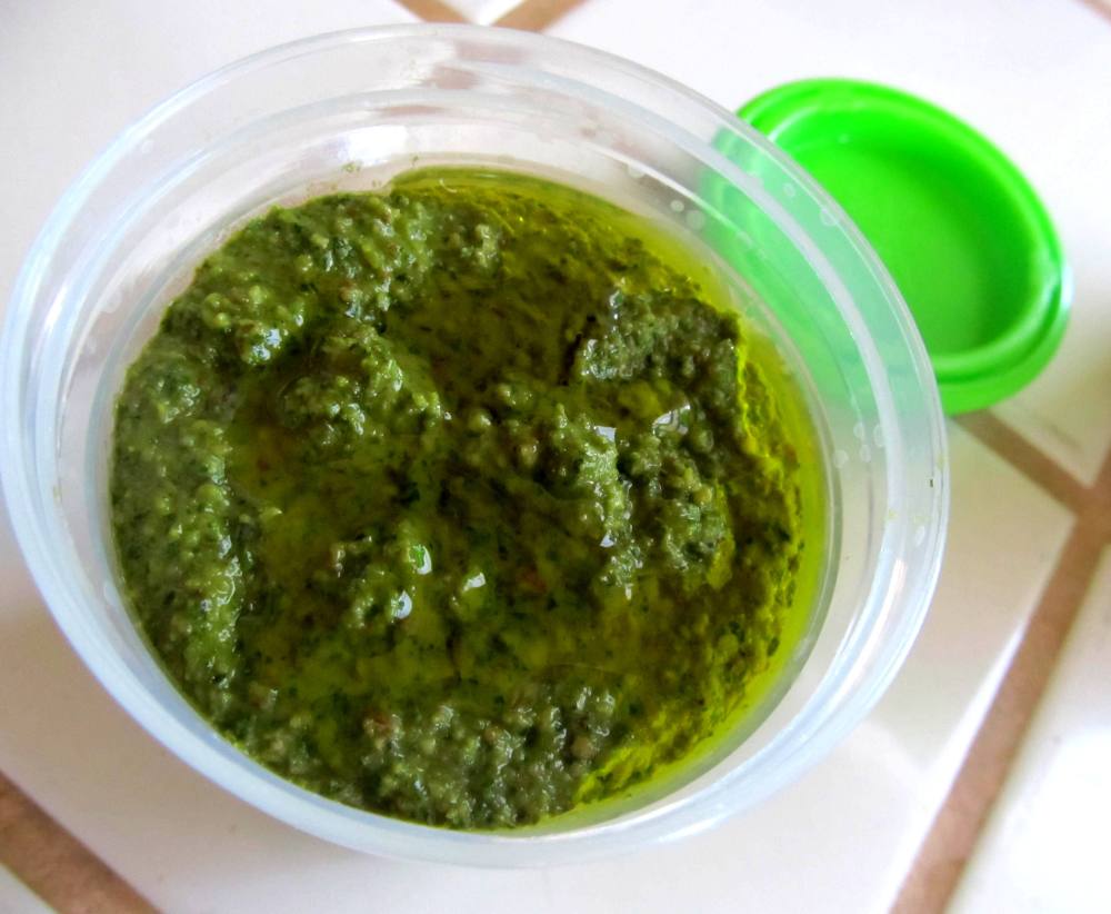 homemade almond basil pesto