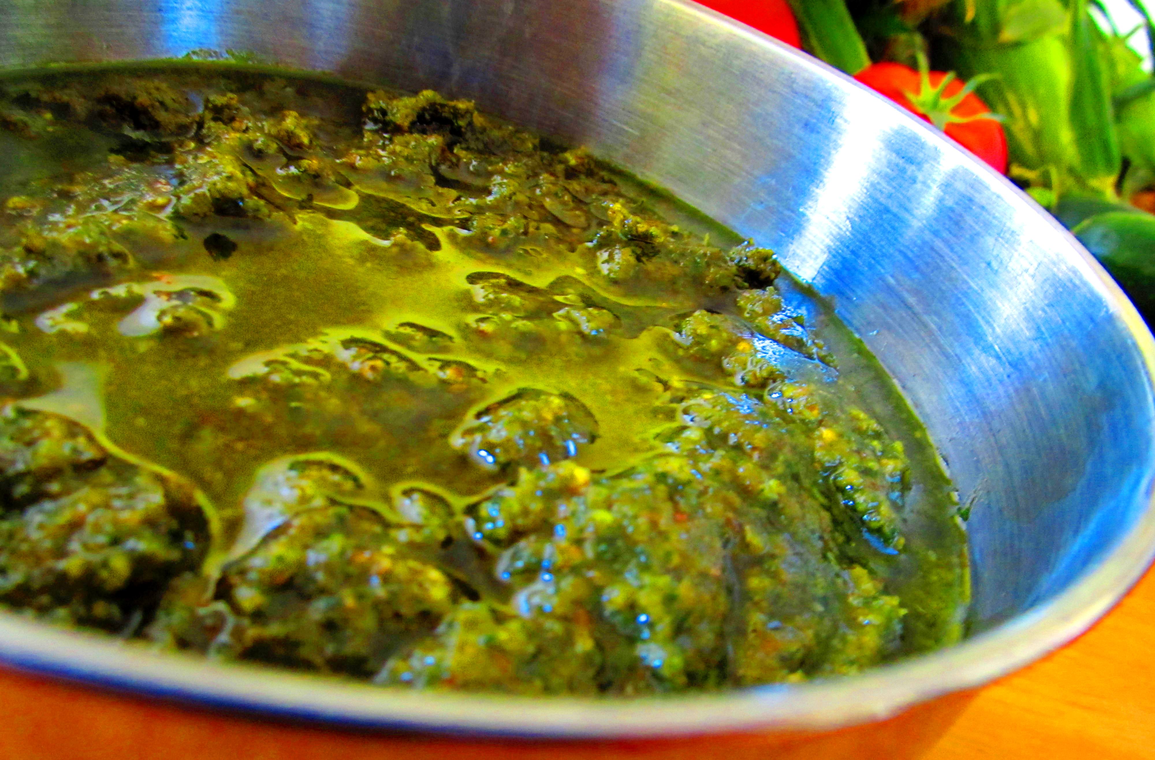 homemade almond basil pesto